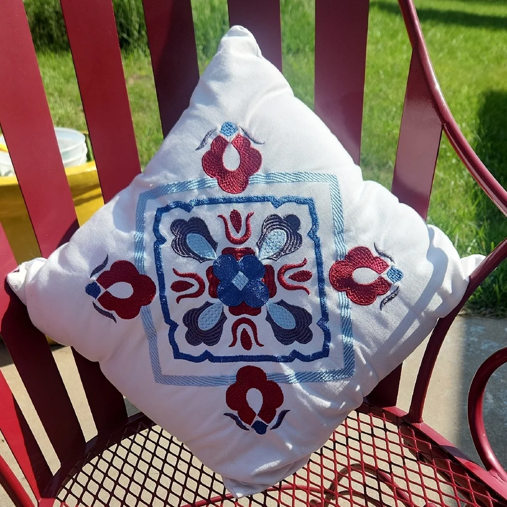 Embroidered Boho Czech Accent/ Decorative Pillow
